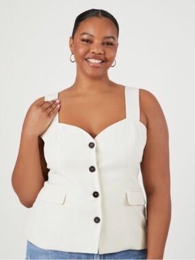 Forever 21 Plus Size Button-Front Sweetheart Top